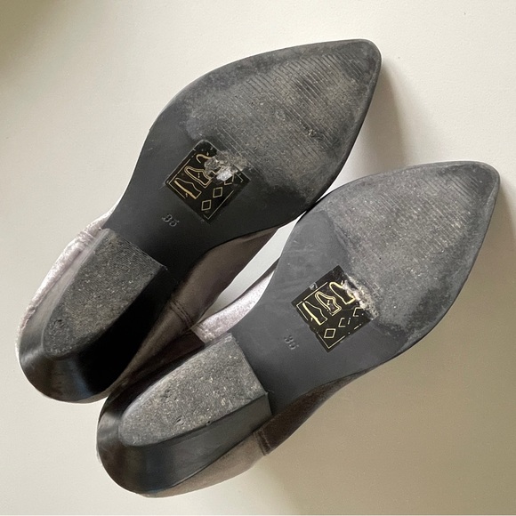 Topshop Women's Gray Velvet Cowboy Boots Embroidered Silver Insects 35 5 - Picture 10 of 12